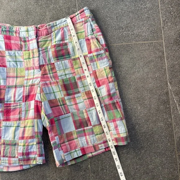 Brooks Brothers 346 Madras Patchwork Lightweight Shorts Women 12 Plaid Preppy - Picture 9 of 12